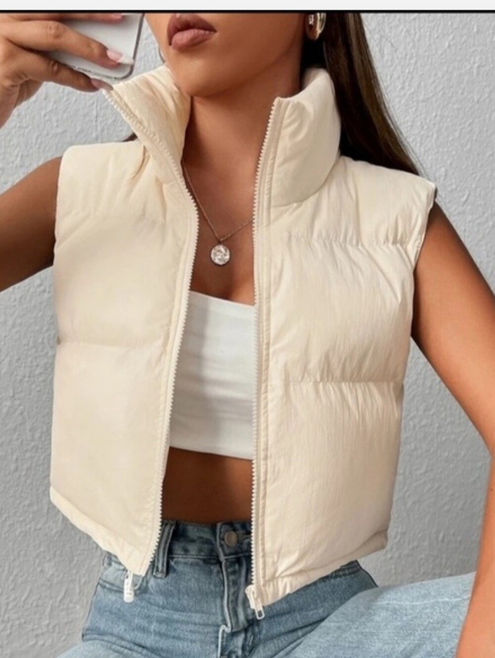 Cream Puffer Vest